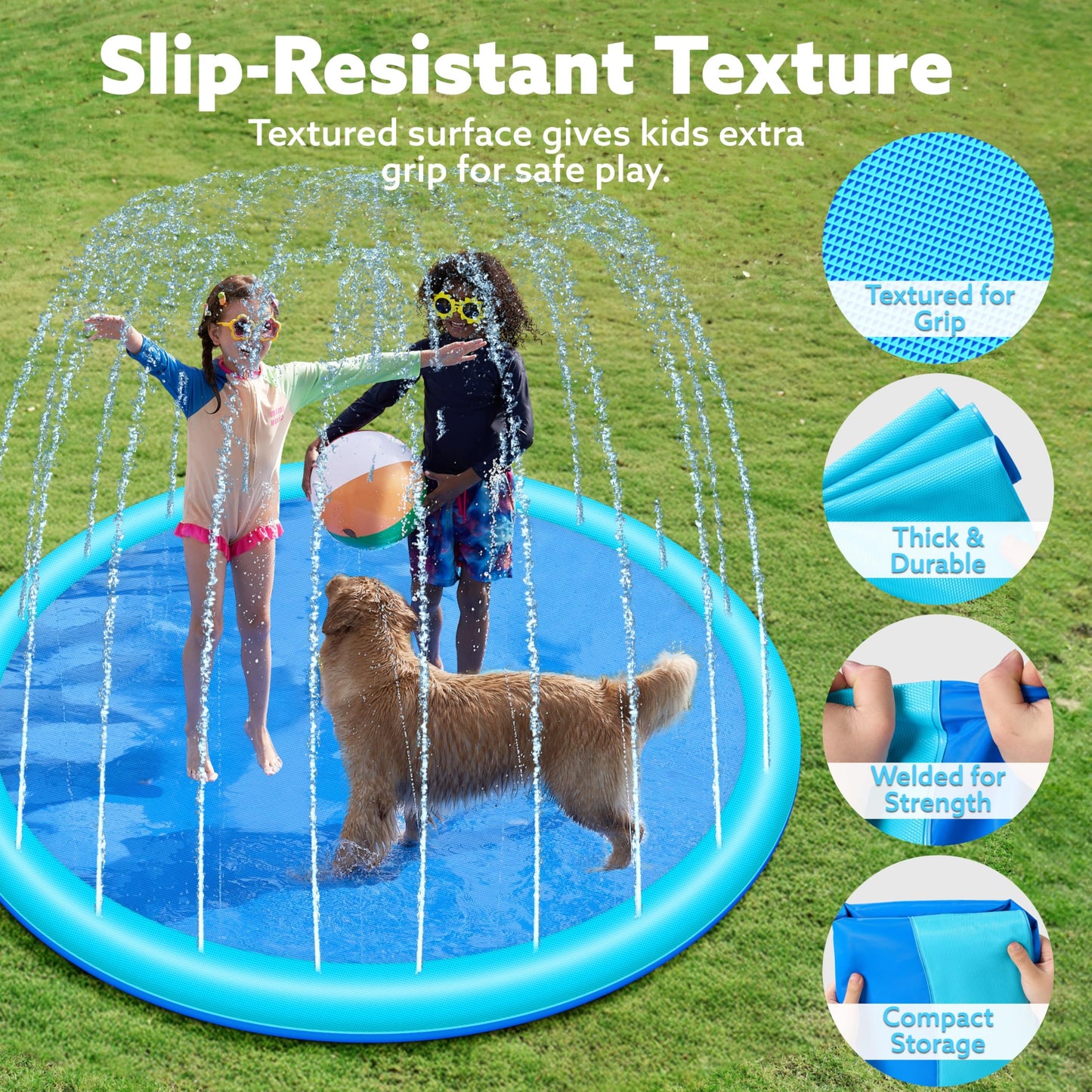 FunnyFuzzion Non-Slip Splash Pad Sprinkler