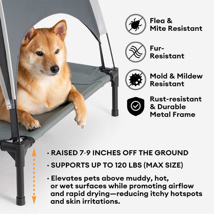 Multi-Functional Breathable Cooling Elevated Dog Bed with Canopy - FunnyPawAir
