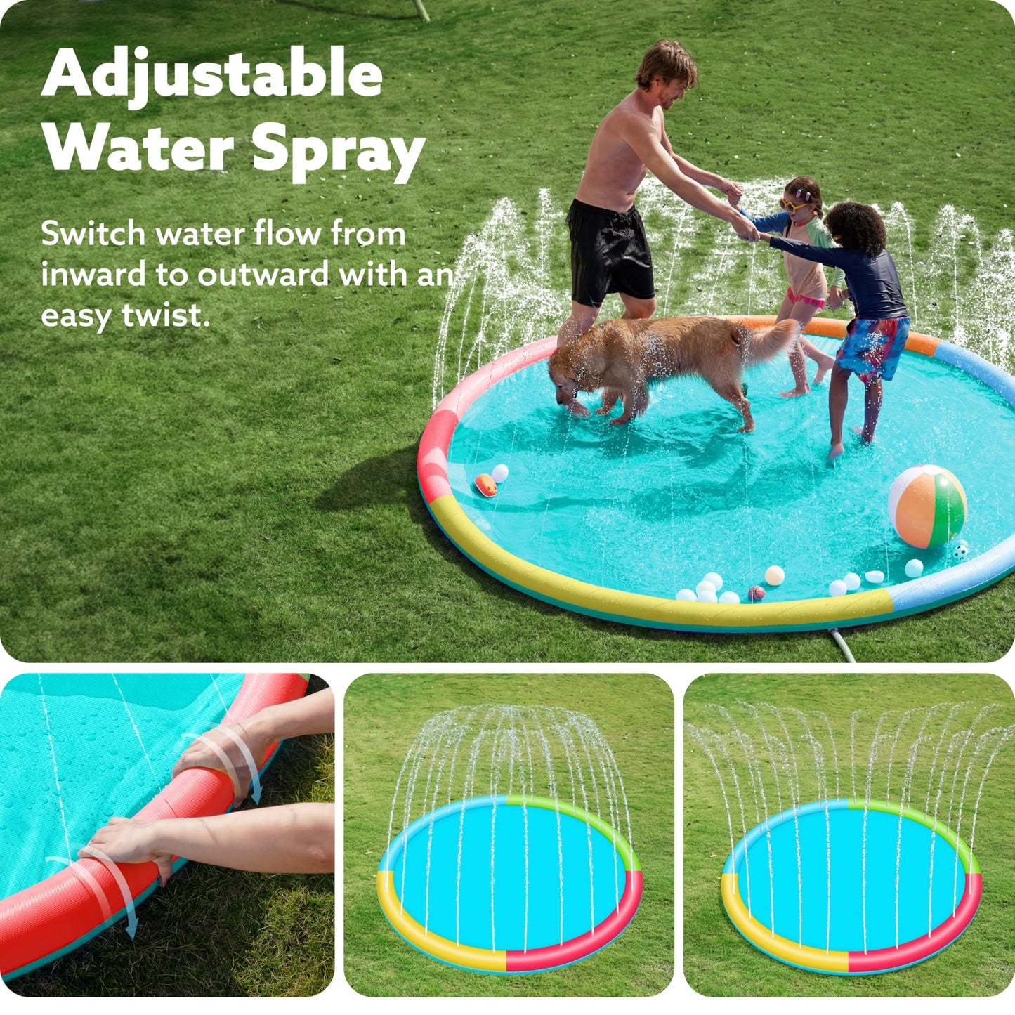 FunnyFuzzion Non-Slip Splash Pad Sprinkler