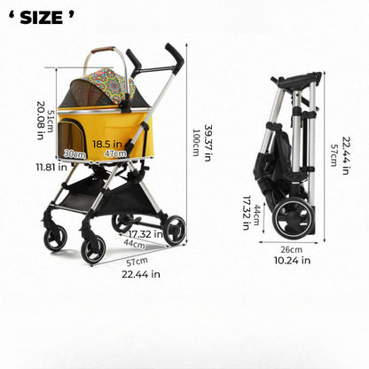 Multifunctional 2-in-1 Aluminum Alloy Pet Stroller - Ultra-Light & Detachable for Puppies