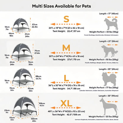 Multi-Functional Breathable Cooling Elevated Dog Bed with Canopy - FunnyPawAir