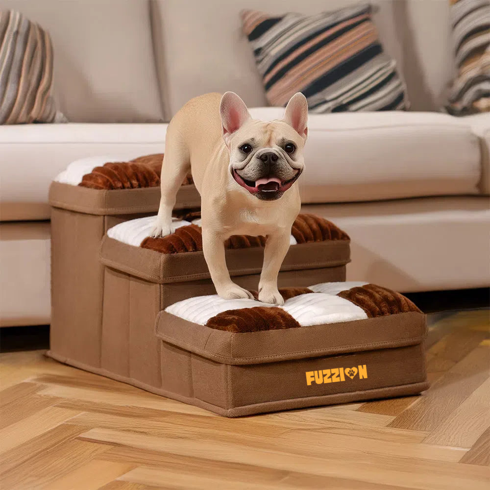 Chessboard Plaid Handcrafted Dog Stairs with Storage - Multifunctional and Foldable