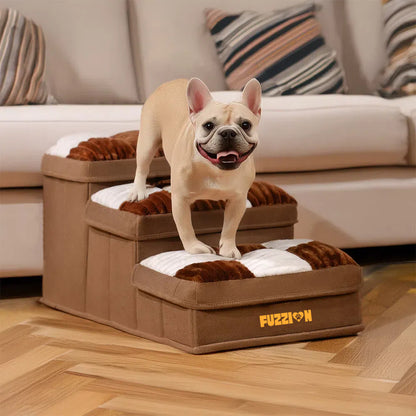Chessboard Plaid Handcrafted Dog Stairs with Storage - Multifunctional and Foldable