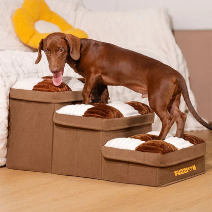 Chessboard Plaid Handcrafted Dog Stairs with Storage - Multifunctional and Foldable