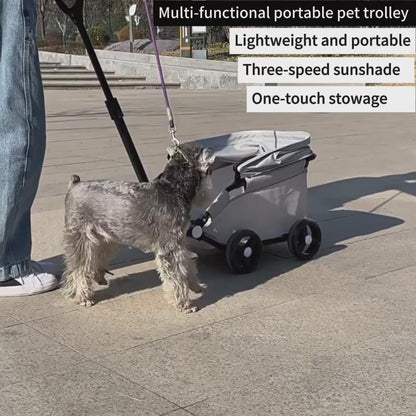 Lightweight Compact Foldable Small and Medium Dogs Pet Stroller with Three-Block Sunshade Canopy