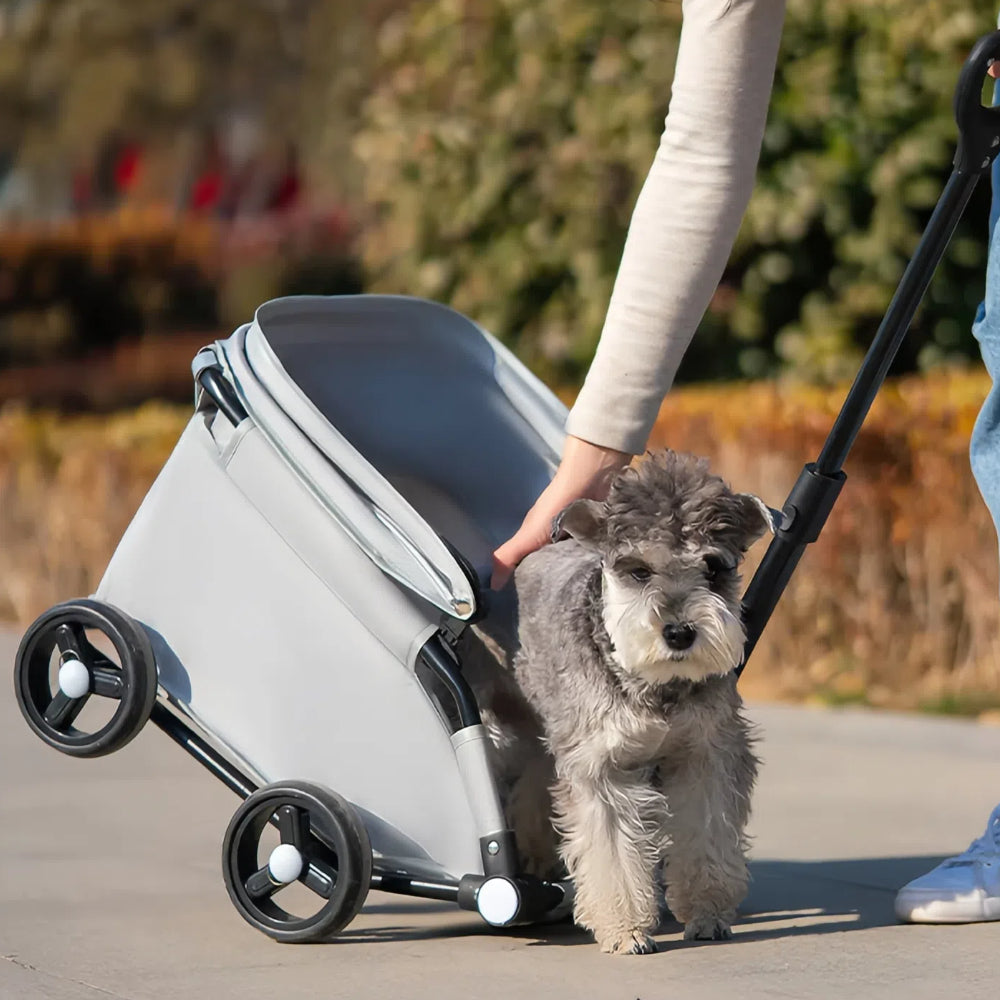 Lightweight Compact Foldable Small and Medium Dogs Pet Stroller with Three-Block Sunshade Canopy