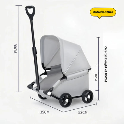 Lightweight Compact Foldable Small and Medium Dogs Pet Stroller with Three-Block Sunshade Canopy