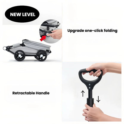 Lightweight Compact Foldable Small and Medium Dogs Pet Stroller with Three-Block Sunshade Canopy