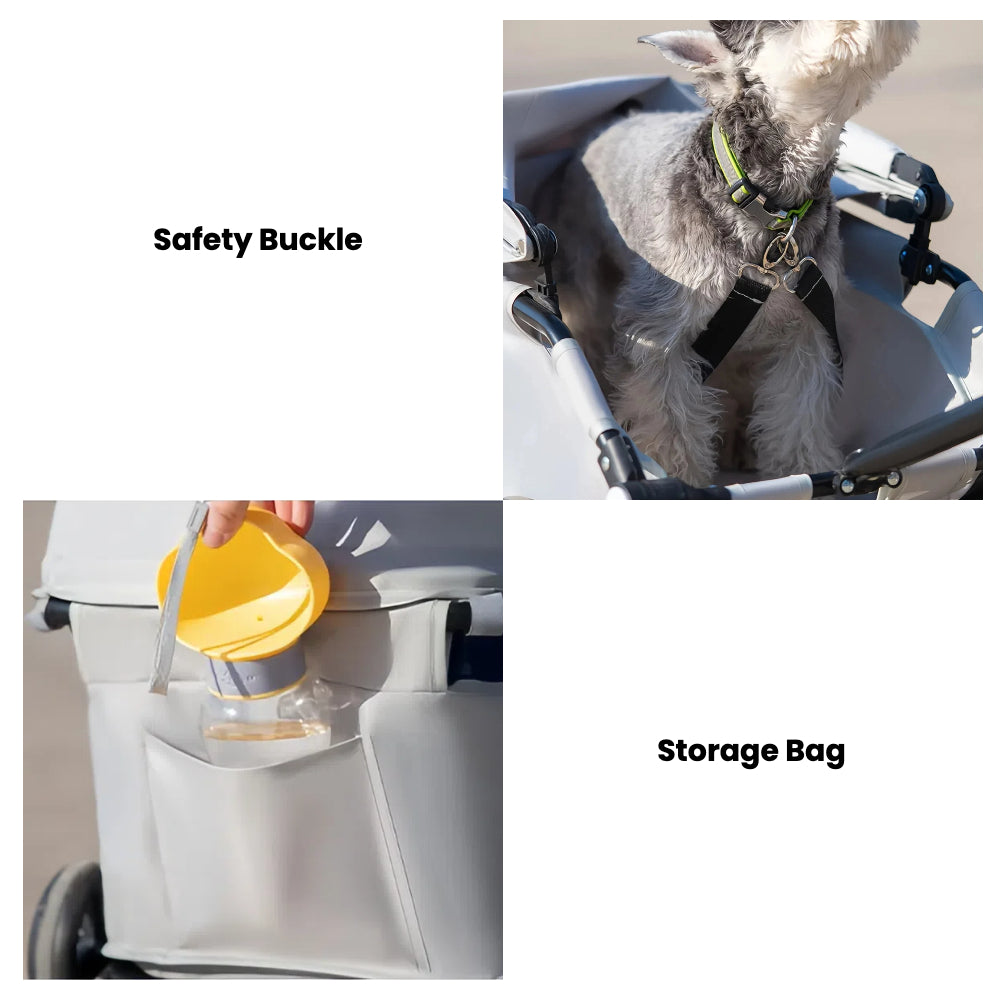 Lightweight Compact Foldable Small and Medium Dogs Pet Stroller with Three-Block Sunshade Canopy