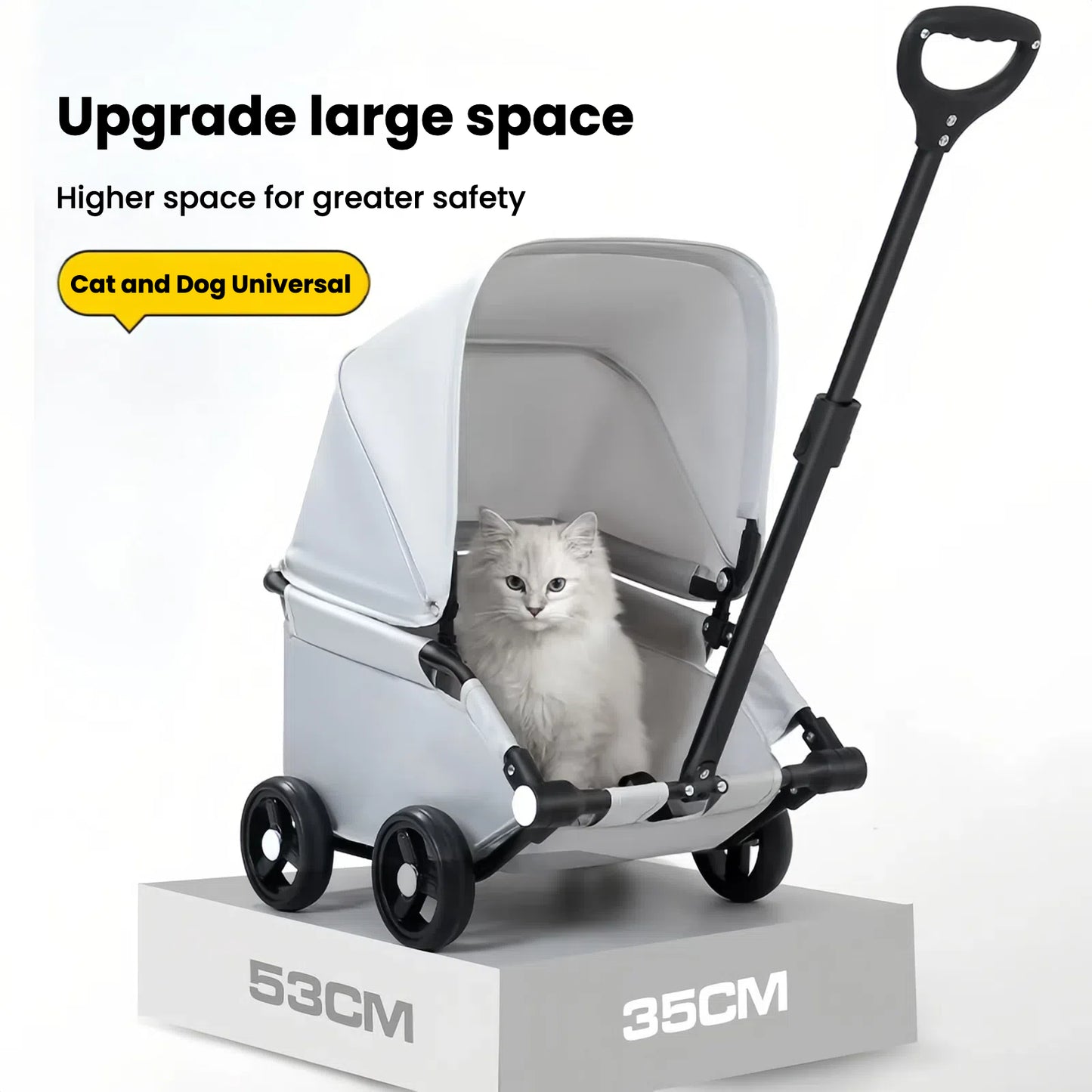 Lightweight Compact Foldable Small and Medium Dogs Pet Stroller with Three-Block Sunshade Canopy